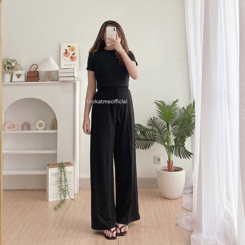 Lookatmeofficial • Ivy Set - Croptop + Pants Setelan Wanita Atasan dan Kulot Premium