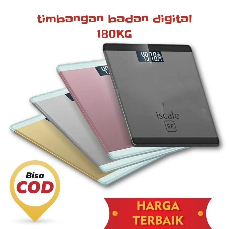 Timbangan Badan Digital 180KG Kaca Tempered Body Scale 26CM x 26CM