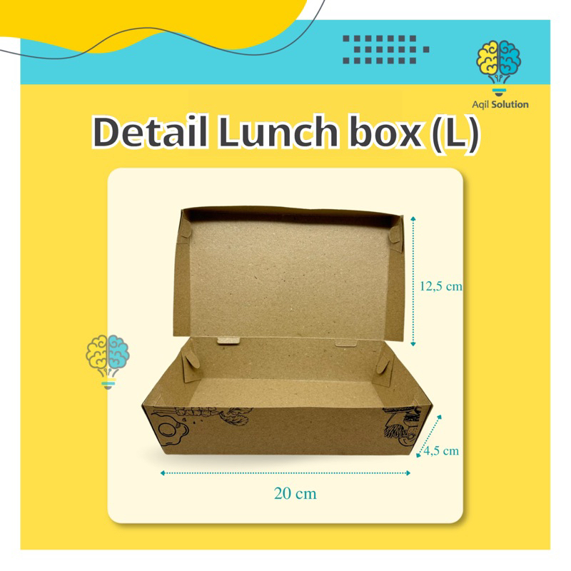 (1pak = 50 pcs) LAMINASI Paper lunch Box size L / DUS makanan / Food Tray/ Kardus Nasi/ Box Catering/  Bahan Full Craft PE coklat / Dus makanan/ Food Pack Laminasi  Size  S,M,L