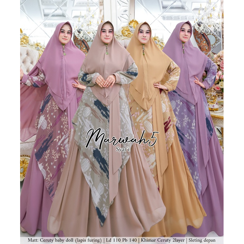Humaira99 Gamis syari Marwah 5 Bisa couple ibu & Anak gamis set khimar syari best seller