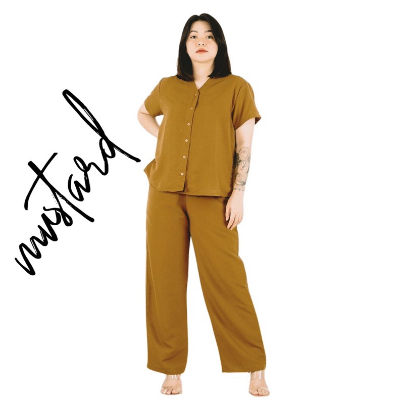 Piyama cOzy V Abu maroon mustard baju tidur kerah V bisa couple ibu anak keluarga