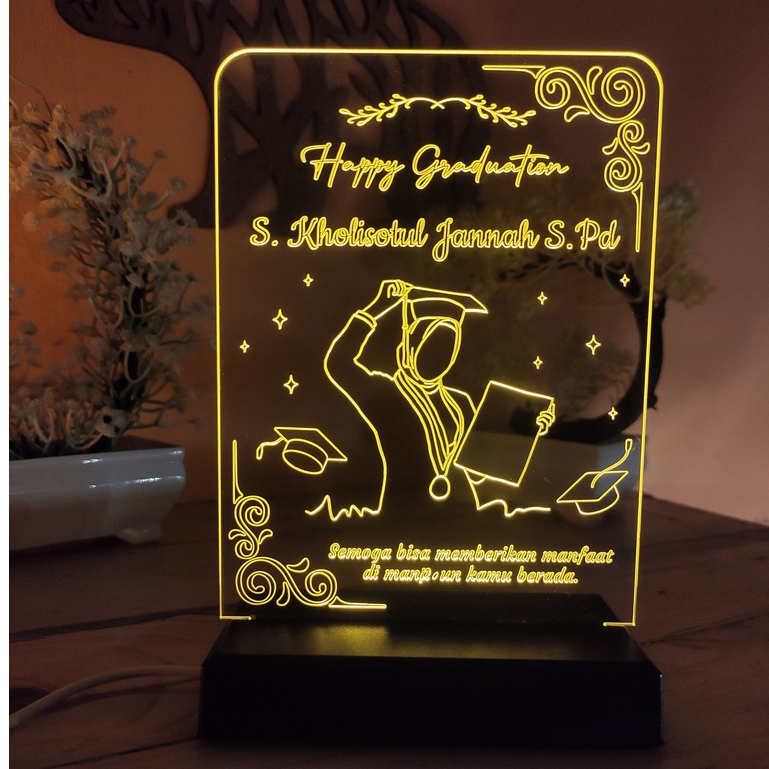 [1 HARI JADI] KADO LAMPU GRADUATION KADO KELULUSAN TERMURAH | LAMPU TIDUR LUCU | LAMPU 3D | LAMPU AK