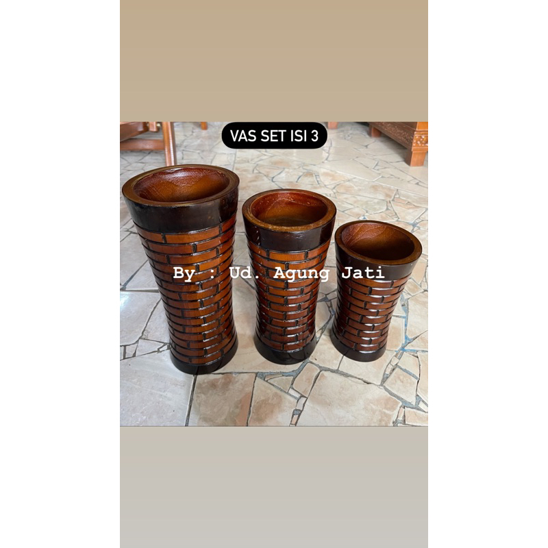 VAS BUNGA | VAS DARI KAYU JATI | VAS SET | VAS KAYU JATI | POT BUNGA