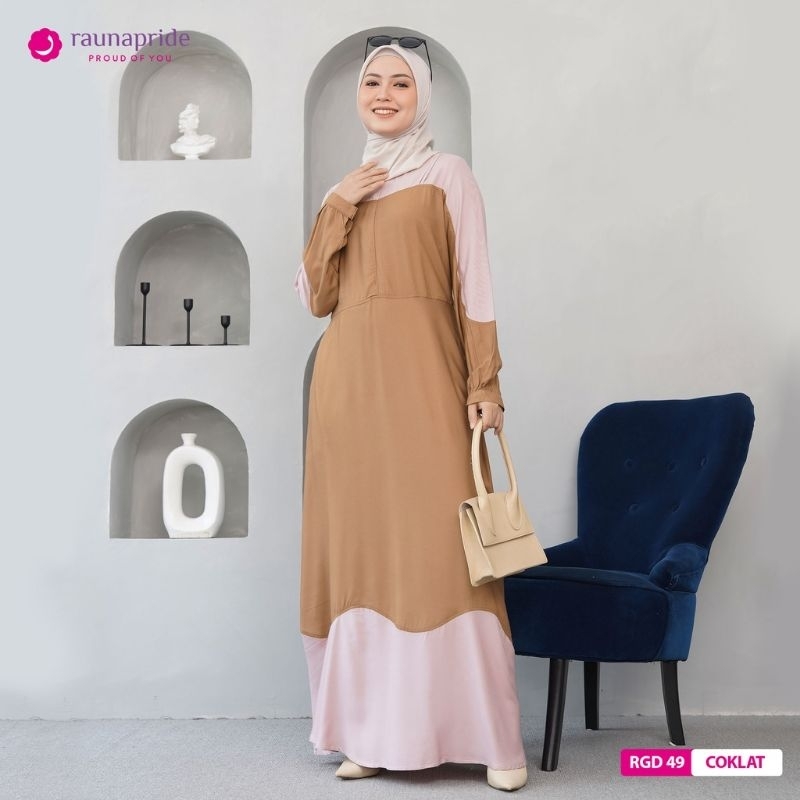 Rauna RGD 49 coklat - Gamis Wanita - Baju muslimah