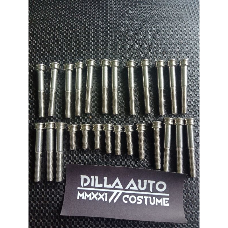 BAUT BAK MESIN KIRI KANAN KLX/D TRACKER 150 MODEL L STAINLESS COSTUME HANDMADE 1 SET (26 PCS)