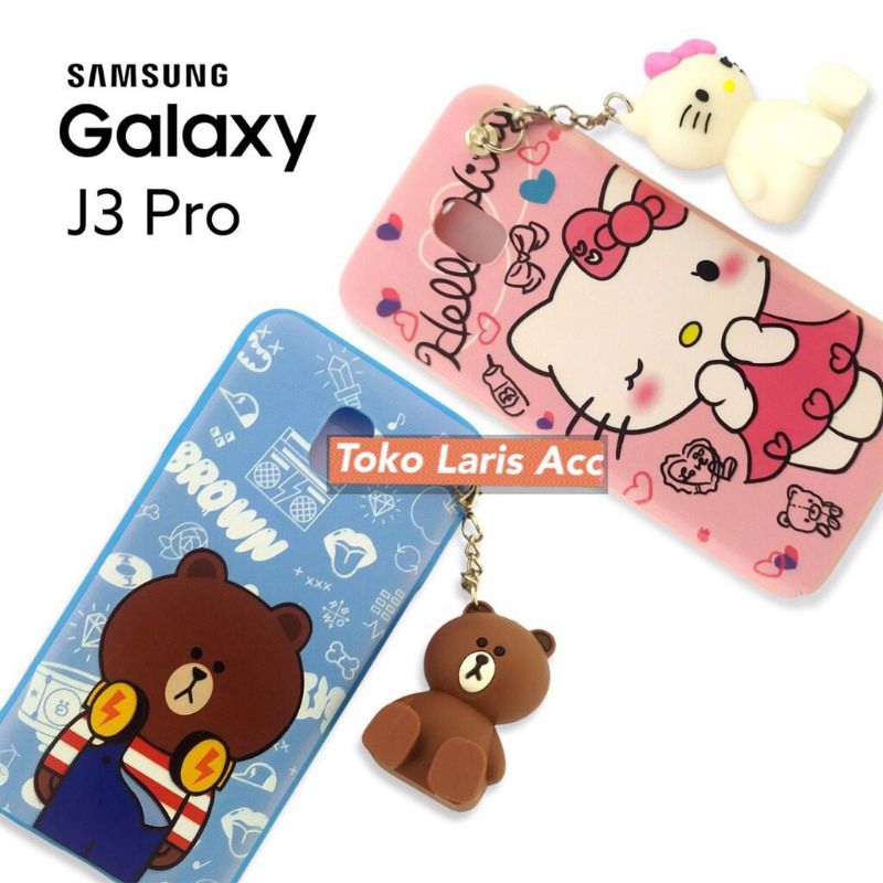 Case Hp Samsung J330 J3pro 2017 Case Boneka 3D Stand Plus Gantungan