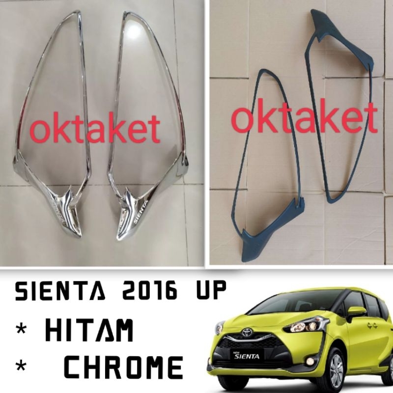 Garnish lampu depan Sienta 2016 2018 2020 2023  Hitam &amp; Chrome jsl