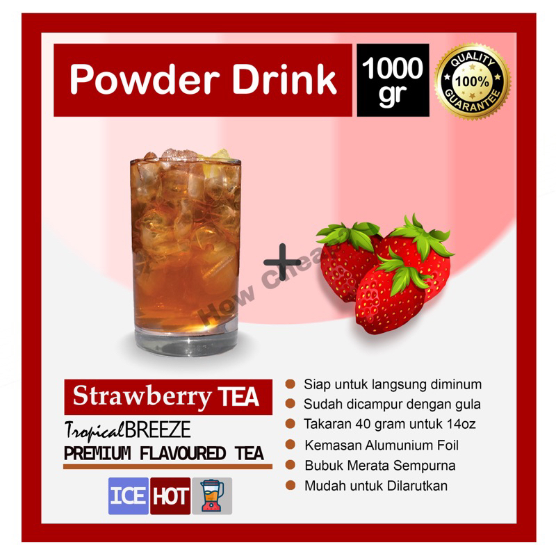 Strawberry Tea Bubuk Instan 1Kg [Ready to Drink] #017