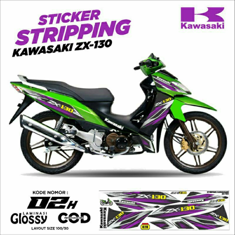 DECAL STIKER STRIPING KAWASAKI ZX 130 VARIASI BODY ZX STICKER