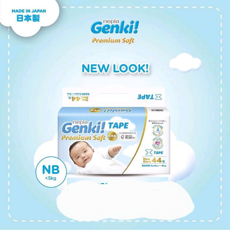 Nepia Genki premium popok perekat Tape NB 44's