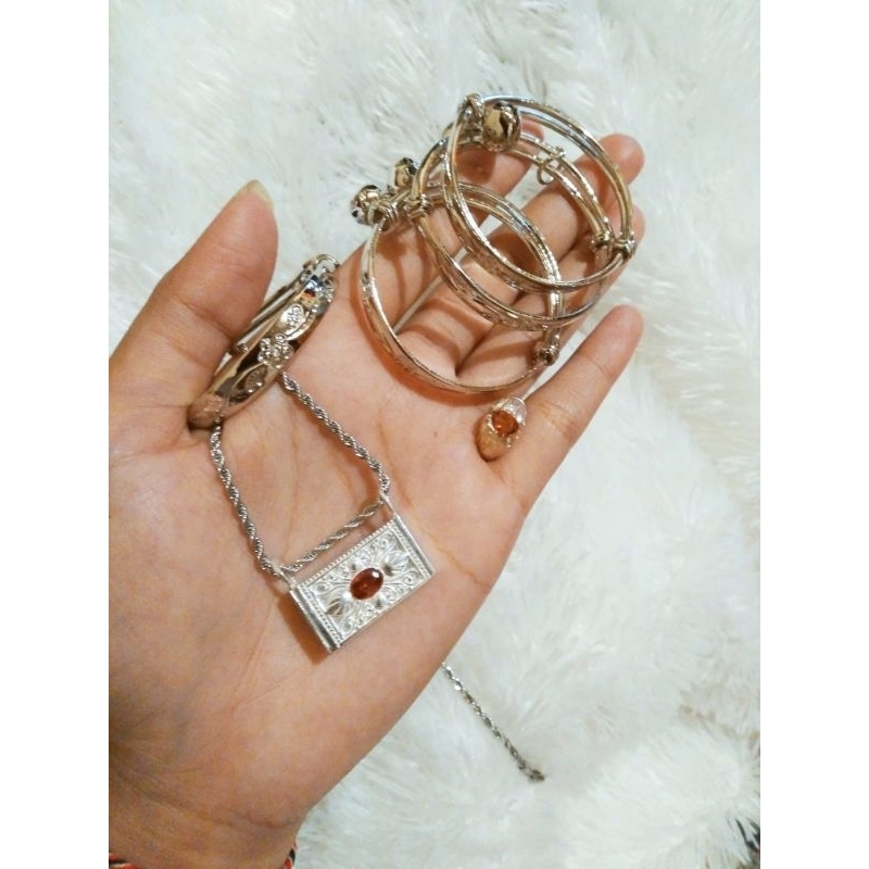 Set Gelang Bayi 3 Bulanan Xuping|Set 3 Bulanan Bayi Gelang Xuping Perak Kuningan|Set 3 Bulanan Bayi 