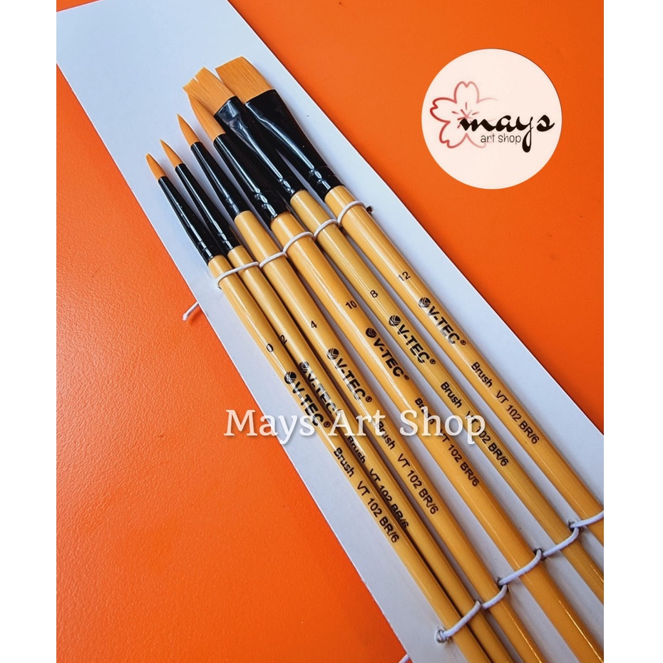 

Kuas Lukis Set Isi 6 V-Tec VT 102 BR/6 Premium Quality Brush / Vtec Artist Brush Flat Round Lancip Melukis Cat Akrilik Acrylic Acrilic Minyak Oil Air Watercolor