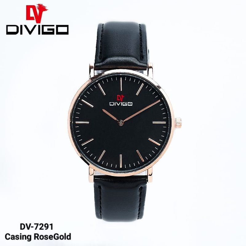 (Cod)Jam Tangan Pria Divigo Anti Air Original Strap Kulit(Dikirim Jakarta)