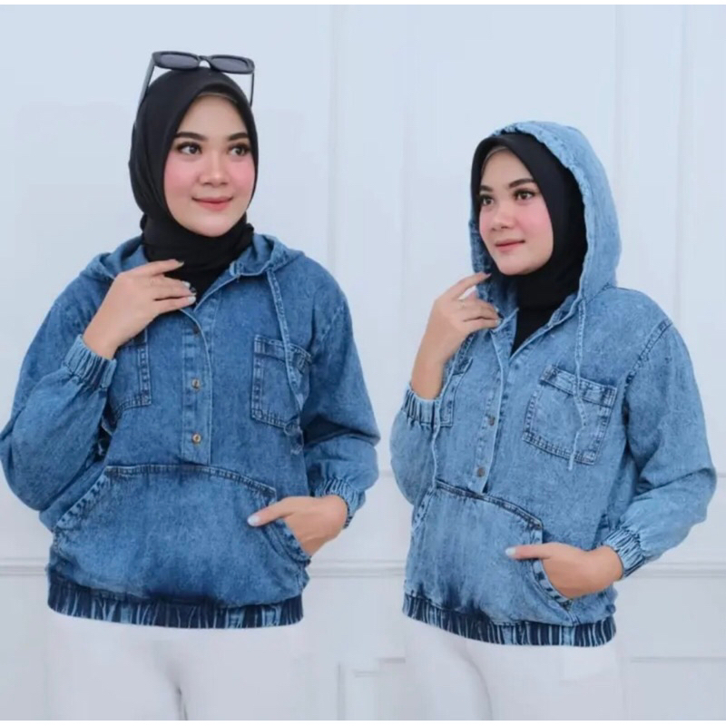 Jacket Jeans Denim Boomber Hoodie