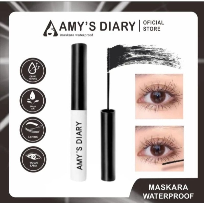 Maskara Waterproof Amy's Diary slender and curved different BPOM