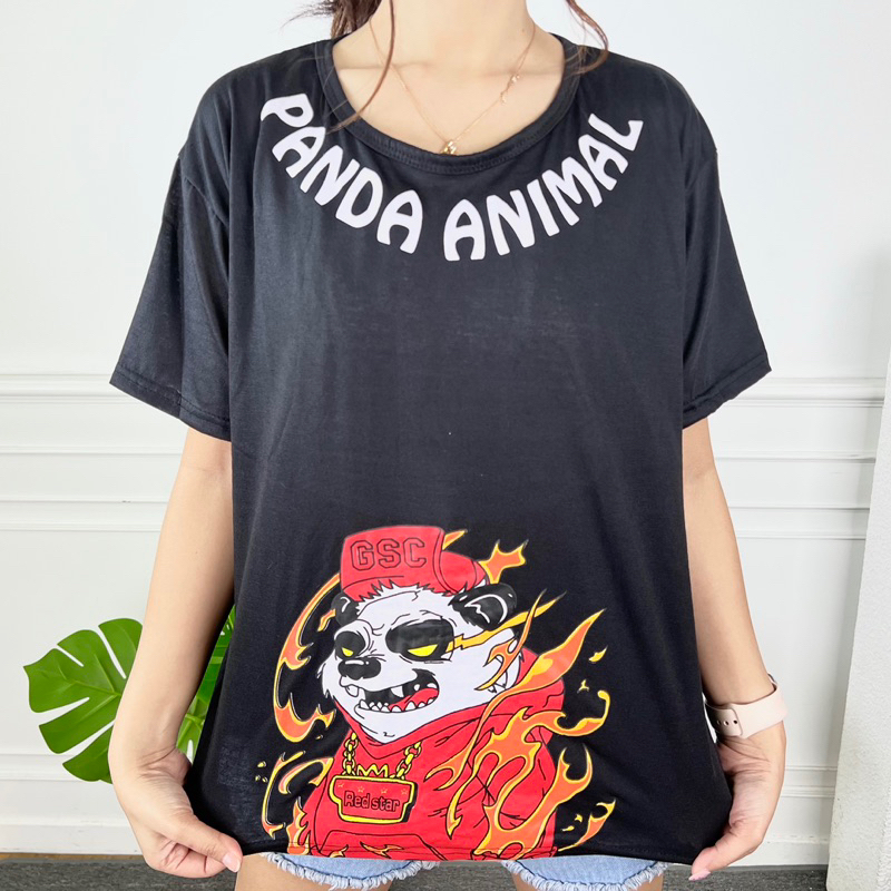 AFI - MC - Kaos Oversize Wanita Panda Animal (LD 106, P 65)