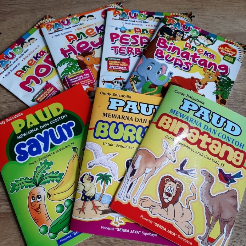 BUKU BACAAN MEMBACA ANAK TK PAUD SD BACA BUKU ANEKA HEWAN, MOBIL, PESAWAT