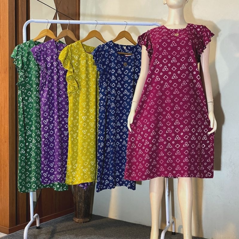 daster remaja geber lengan wiru batik cap leonia homedress mini