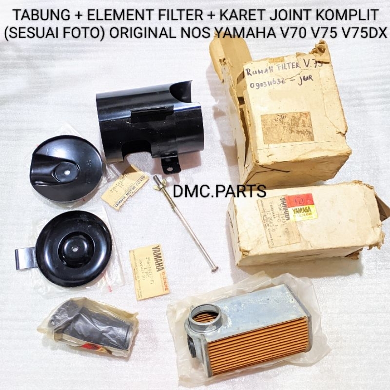 CASE + ELEMENT + JOINT AIR CLEANER ASSY YAMAHA V70 V75 V75 DX ORIGINAL NOS KOMPLIT PAKET KOMPONEN TA