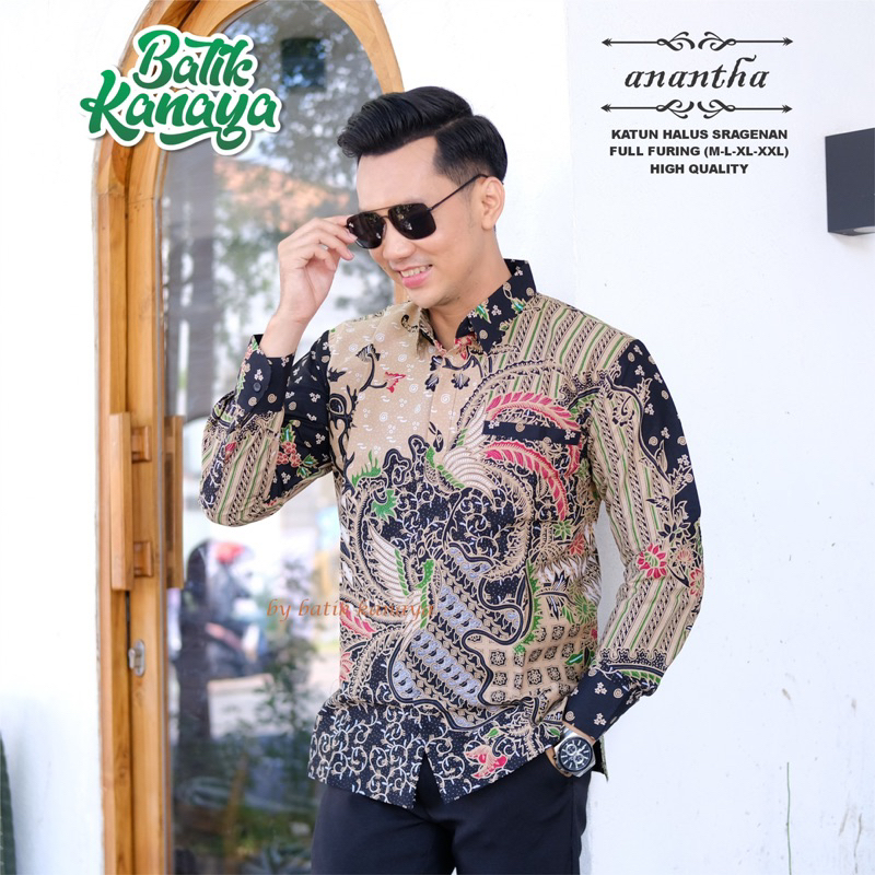 ANANTHA Kemeja batik pria Full Furing Bahan Katun Sragenan