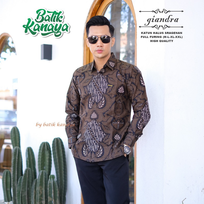 Kemeja Batik Pria GIANDRA Full Furing Bahan Katun PREMIUM