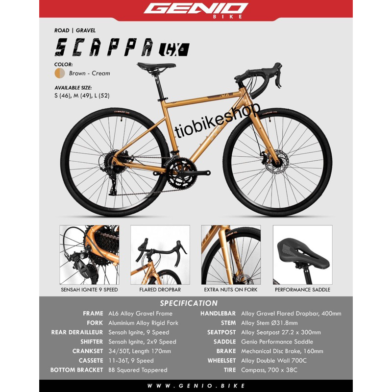 Sepeda Balap Gravel 700C Genio Scappa GX Alloy Terbaru