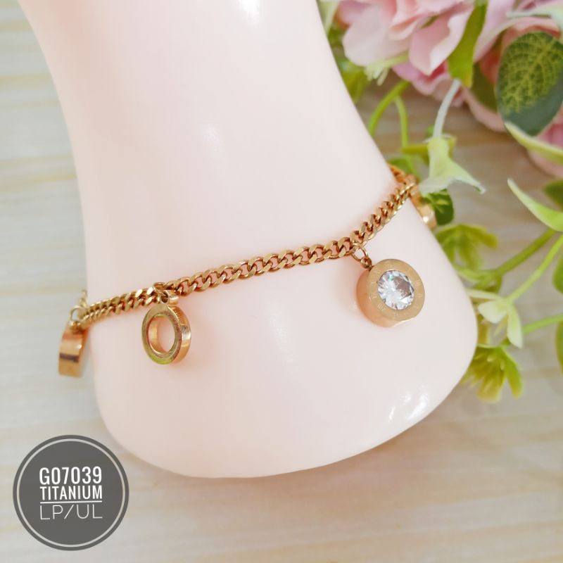 Gelang Tangan Titanium Rantai rosegold G07039