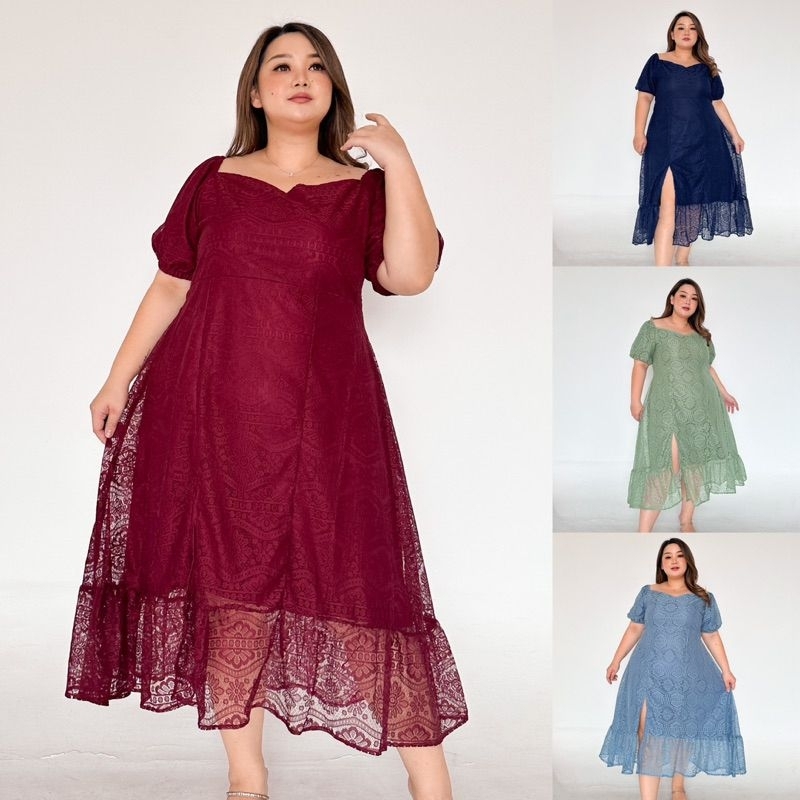 SUPER JUMBO DRESS PESTA WANITA MAXINE FORMOSA BROKAT PREMIUM LD 135-140