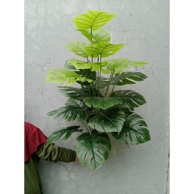 TANAMAN PALSU MONSTERA HIJAU 110CM 24DAUN ARTIFICIAL