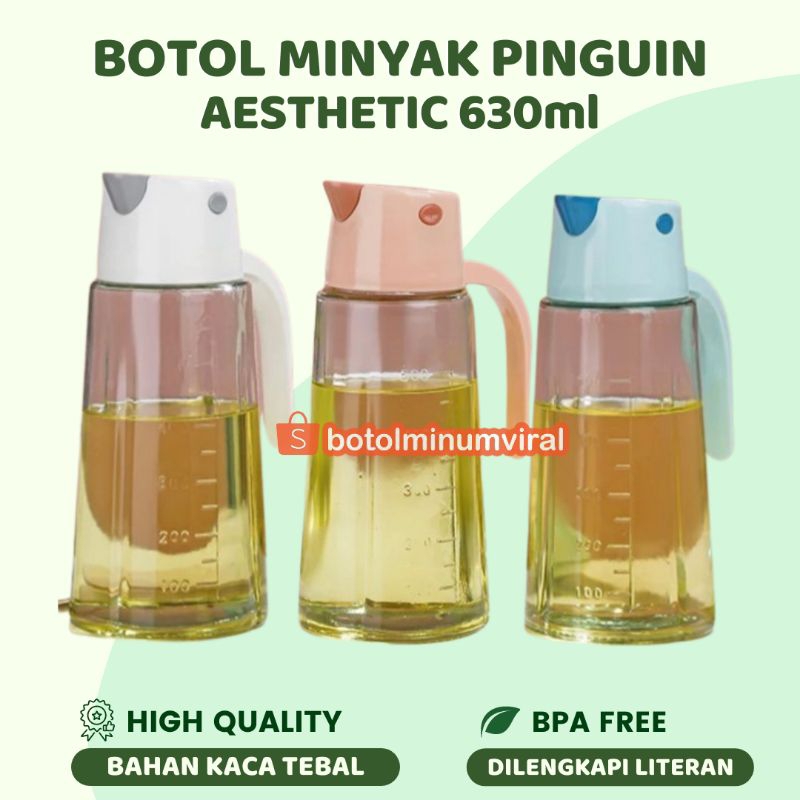 Botol Tempat Minyak Goreng Multifungsi 630ml Kaca Tebal Premium Original Tebal ORI