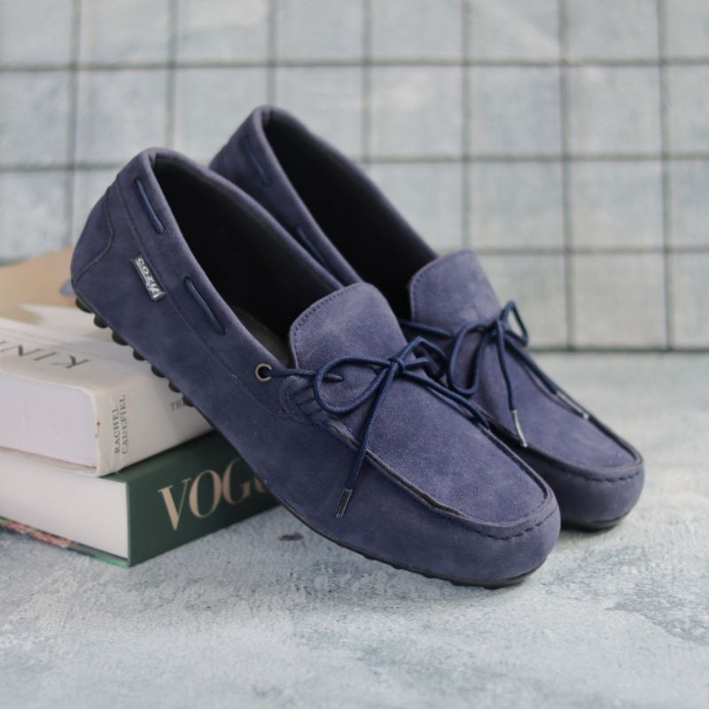 Sepatu Slip On Casual Pria Formal Pria Kulit Suede Sintetis Hitam Polos Antislip Santai Kerja Kuliah