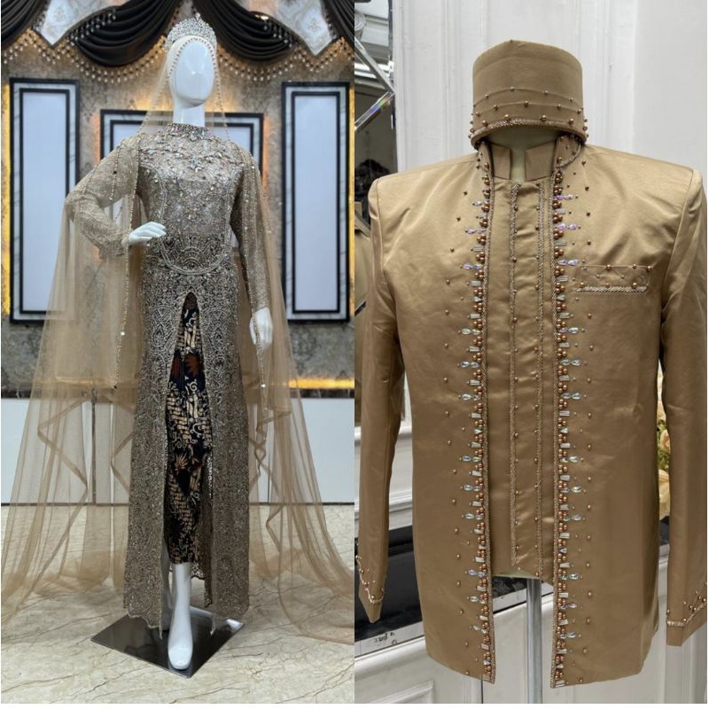 KEBAYA AKAD COUPLE FULL PAYET BUSTIER BEREKOR MEWAH//BASOFI HIGHT QUALITY//KEBAYA COUPLE