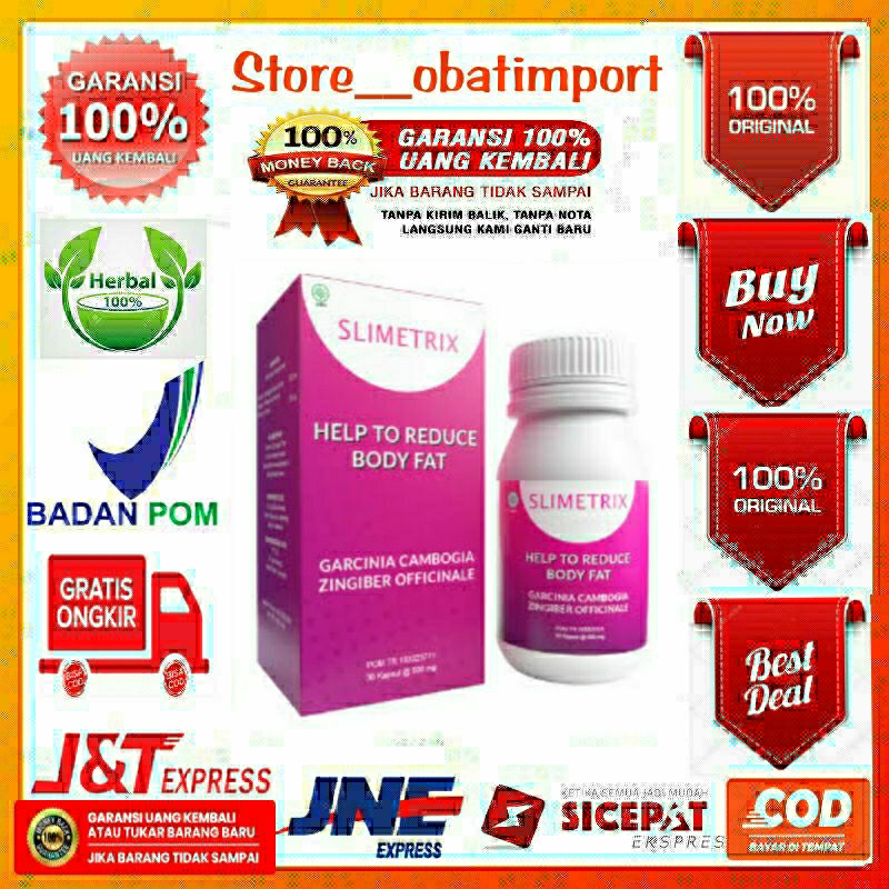 SLIMETRIX ASLI ORIGINAL OBAT HERBAL ALAMI MAMPU MEMBAKAR LEMAK BERLEBIH PELANGSING BADAN AMAN SUDAH 