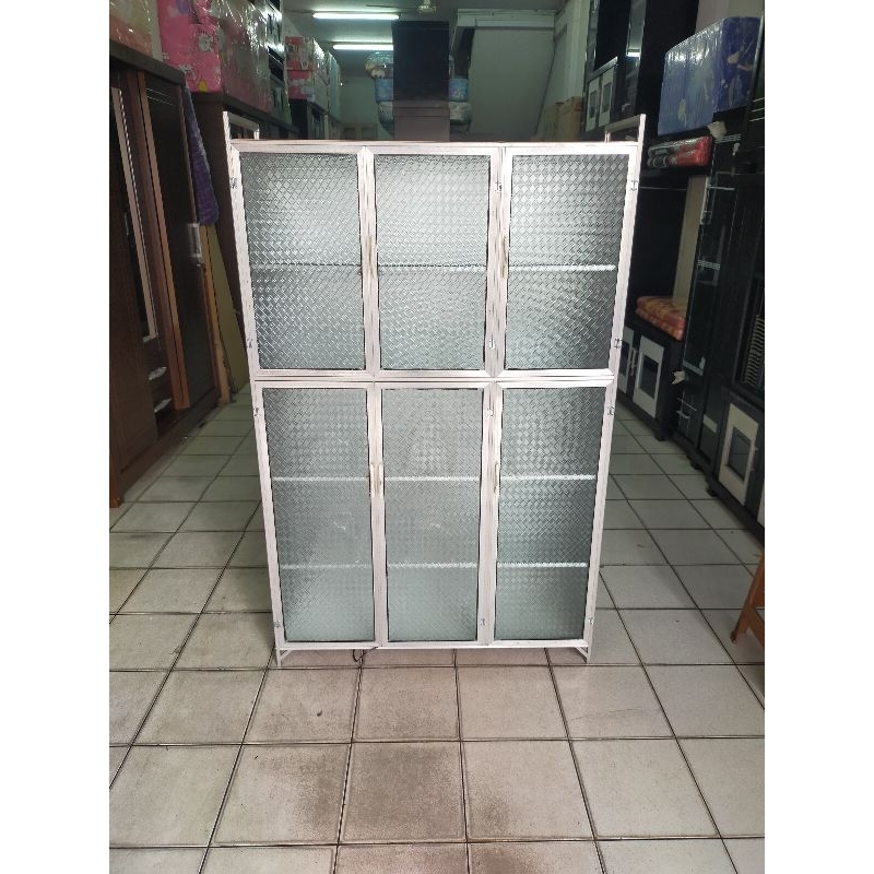 RAK PIRING 3 PINTU FULL KACA BAWAH KERAMIK