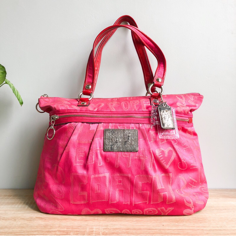 TAS WANITA TOTEBAG NILON WARNA PINK (COACH)