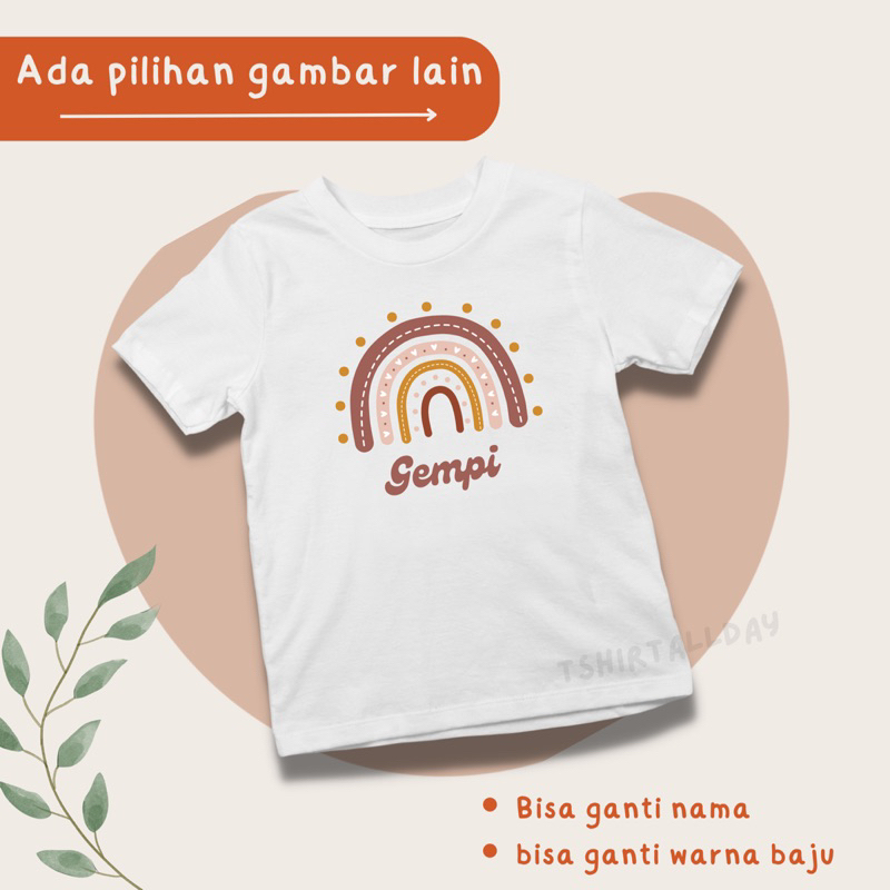 Kaos Anak Rainbow Pelangi Boho bisa Custom Nama Kado Hadiah Birthday