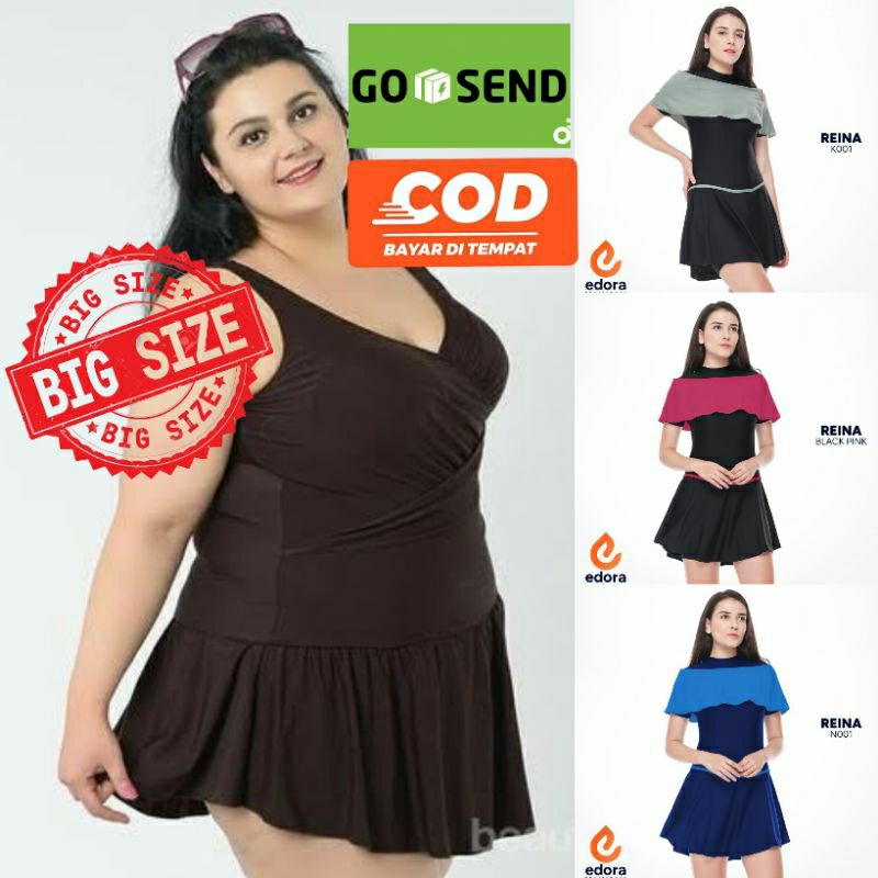 JUMBO/BIG SIZE 6L 7L 8L 9L 10L Baju Renang Diving Rok Semicover Wanita - Baju Renang Celana Rok Wani