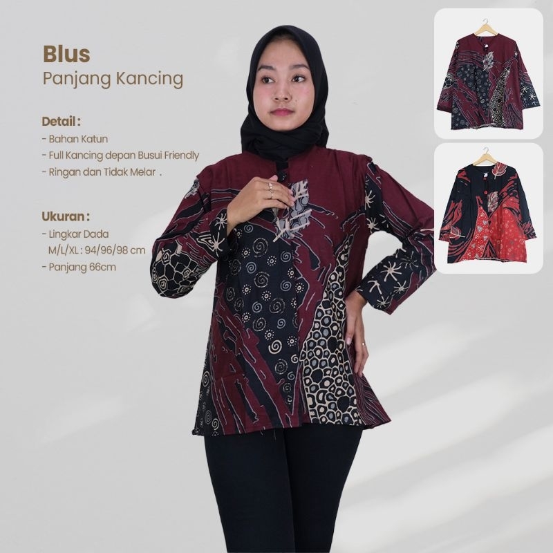 Blus / Kemeja Wanita Batik Lengan Panjang - Naira Batik