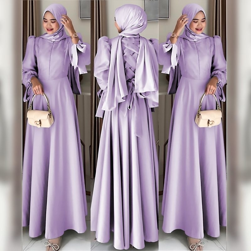 DRESS TATIANA, VELVET SATIN, GAMIS HIJAB MUSLIM, MAXY DRESS