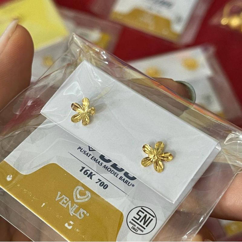 Anting Giwang Tusuk Bintang emas asli kadar 700/16K