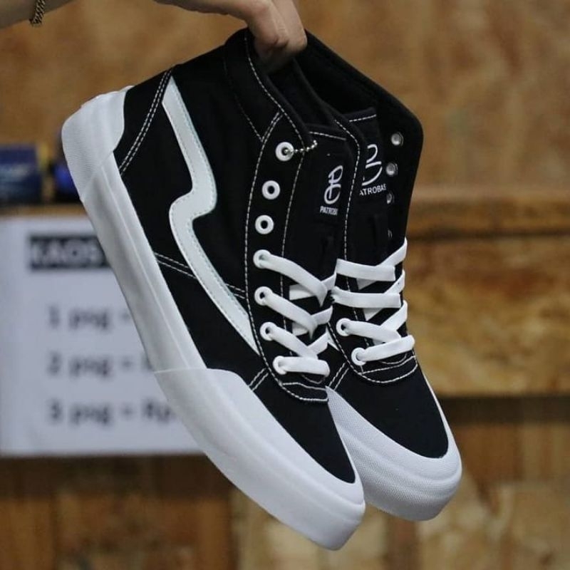 SEPATU PATROBAS NEW IVAN HIGH BLACK WHITE ORIGINAL SIZE 43