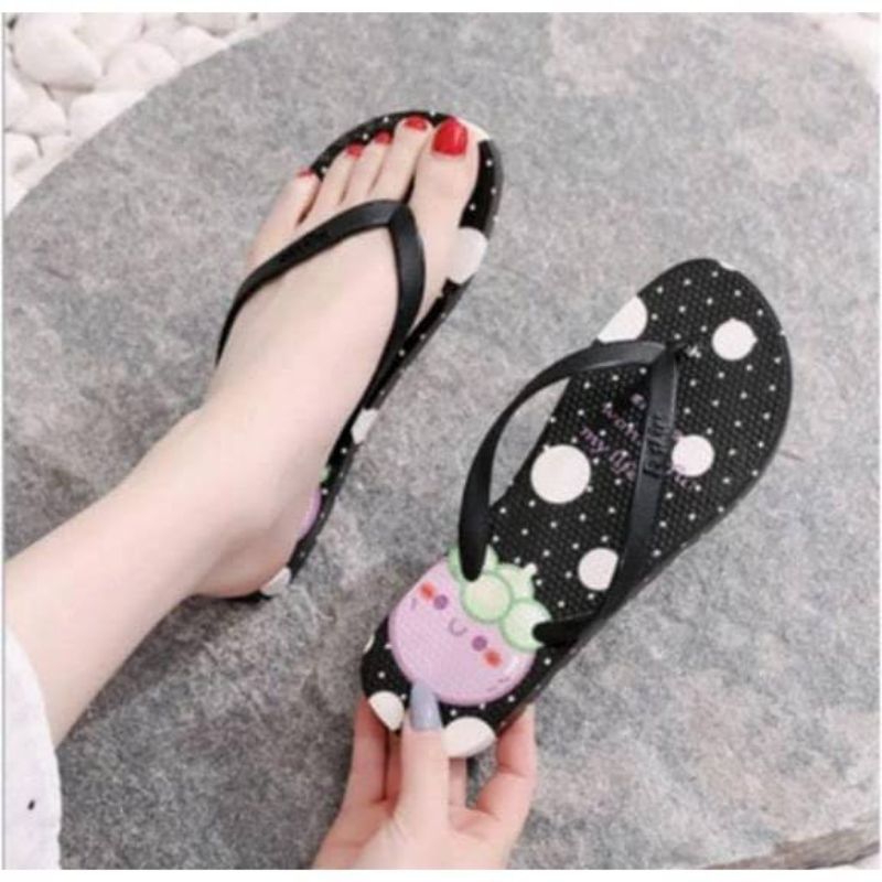 sendal jepit wanita motif buah manggis