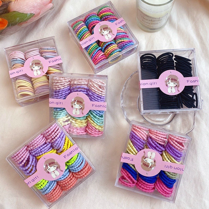 FREE BOX - AKSESORIS RAMBUT SET ANAK MODEL KOREAN / KUNCIRAN JEPITAN IKAT RAMBUT ANAK ELASTIS