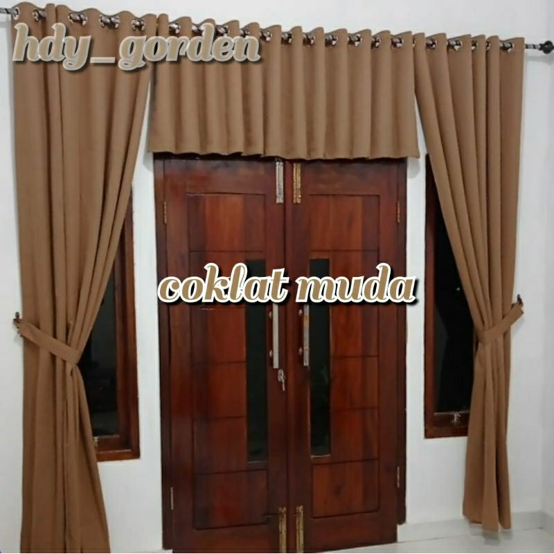 Gorden blackout polos premium original varian warna abu coklat pink mocca gorden jendela pintu panja