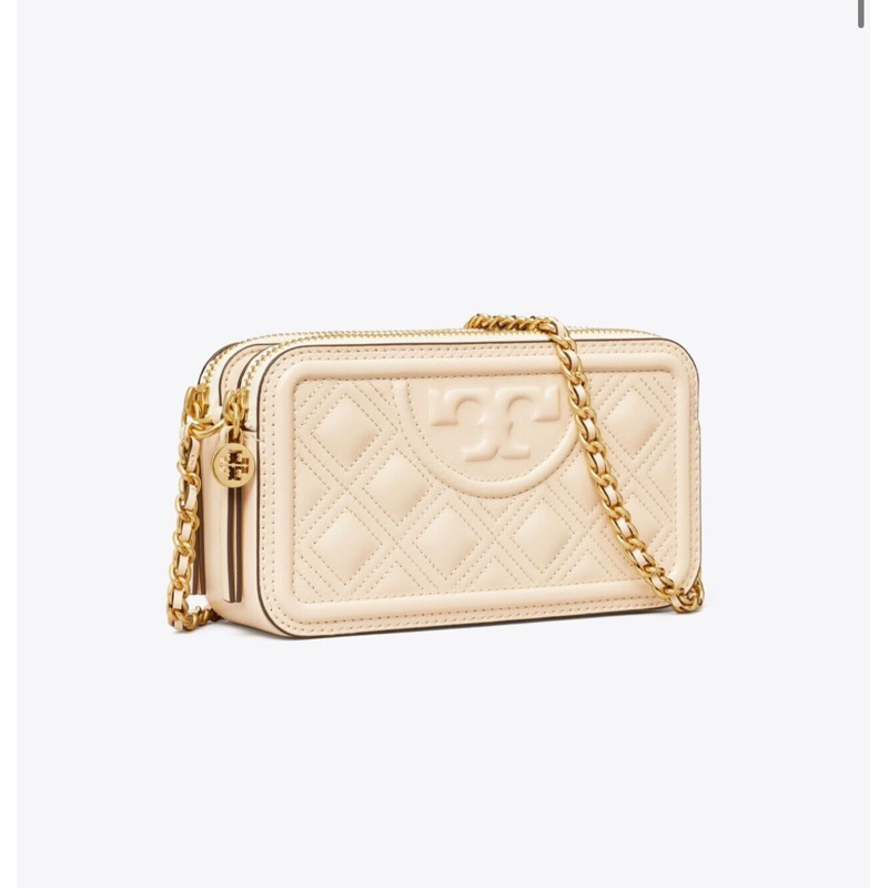 tory burch fleming double zip mini bag new cream
