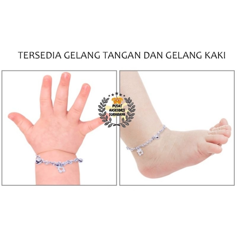 GELANG NURI SINAR MOTIF TANGAN / KAKI TITANIUM SILVER GELANG WANITA ANAK REMAJA DEWASA KEREN BANYAK MOTIF CANTIK DAN LONCENG KERINCING 1