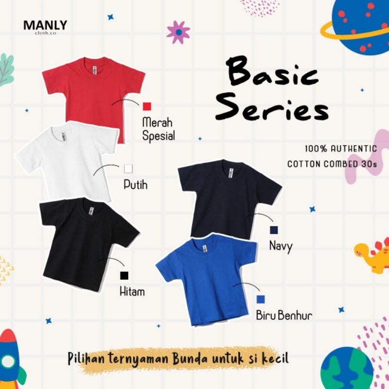 Kaos Polos Anak 100% PREMIUM Cotton Combed 30S Umur 0-10 tahun