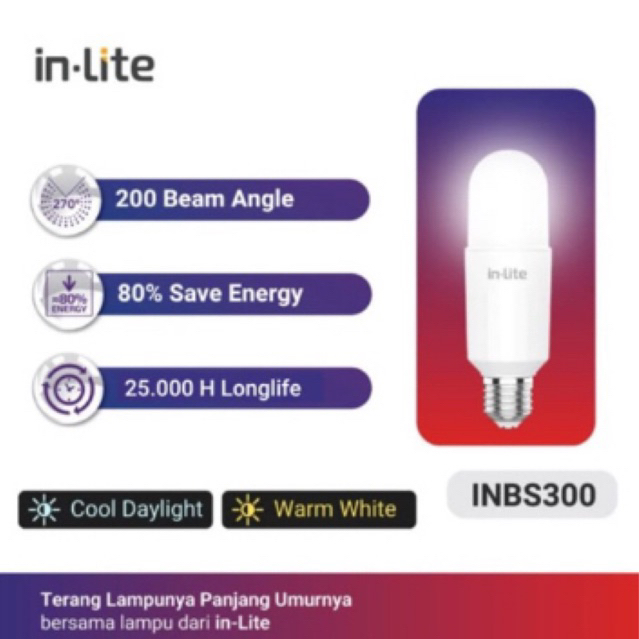 Led Stick In Lite 6w 9w 12w 15w - Lampu Led InLite Putih In-Lite