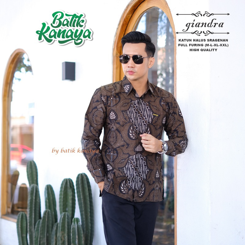 Kemeja Batik Pria GIANDRA Full Furing Bahan Katun PREMIUM