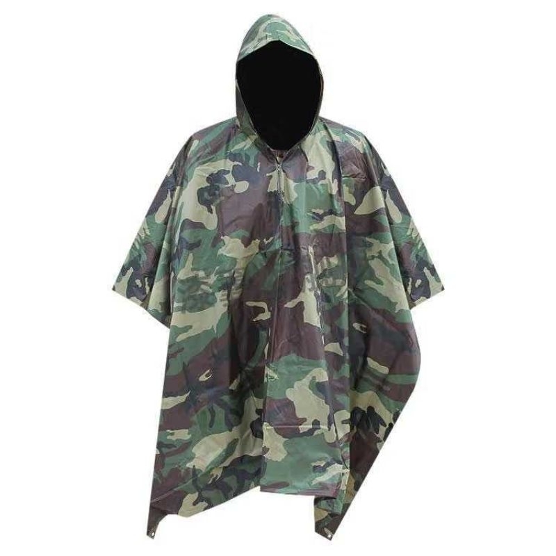 Jas Hujan Ponco Motif Loreng Tentara Camouflage Rain Coat